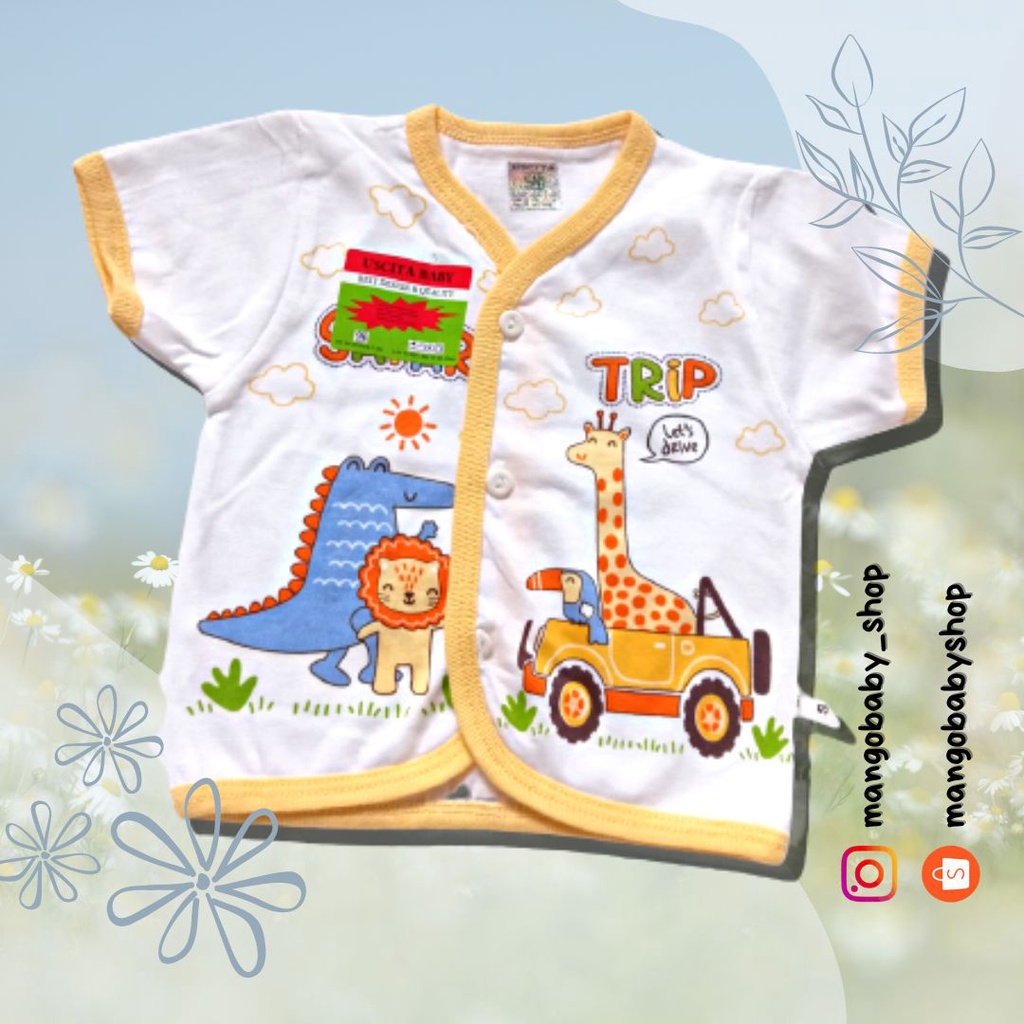 USCITA BABY | ATASAN PIYAMA ISI 3 PCS LENGAN PENDEK PAJAMA ANAK KATUN TEBAL UKURAN S SAFARI TRIP