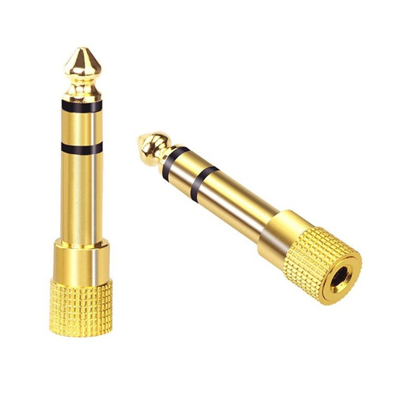 Cre 3pcs Adapter Konektor Jack Audio 6.35mm Male Ke 3.5mm Female Lapis Emas