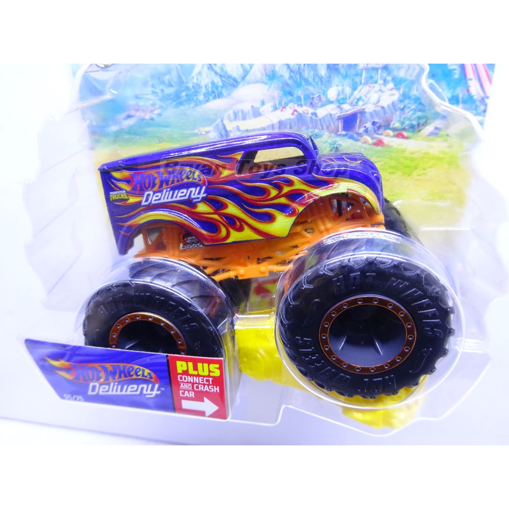 Hot Wheels Monster Trucks Dairy Delivery Biru Tampo Api