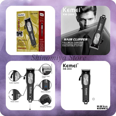 ALAT CUKUR CLIPPER RAMBUT KEMEI 2604||KEMEI BLACK CORDLESS SALON BARBERSHOP||ALAT KETAM RAMBUT