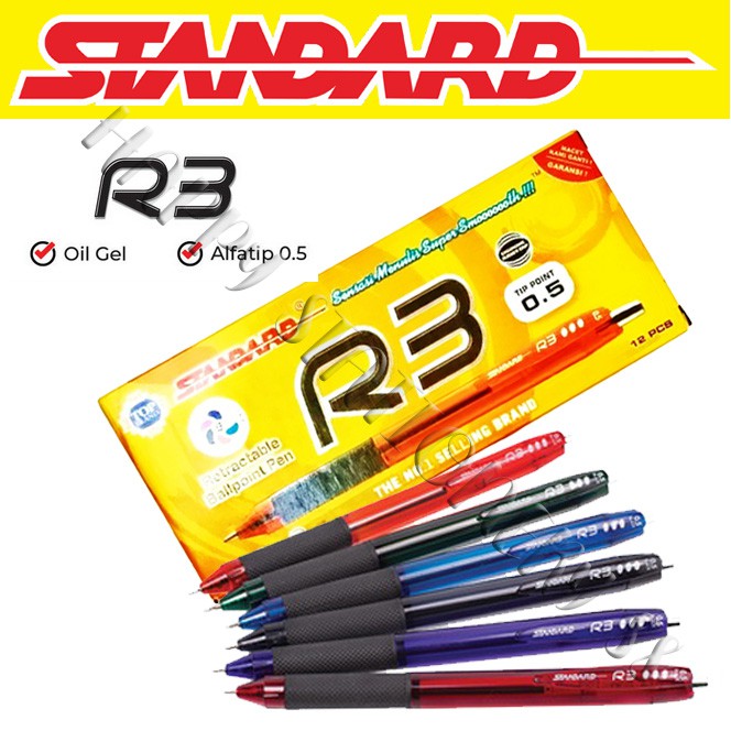 

PULPEN BOLPEN BALLPOINT STANDARD R3 ALFATIP 0.5 - 12PCS PACK