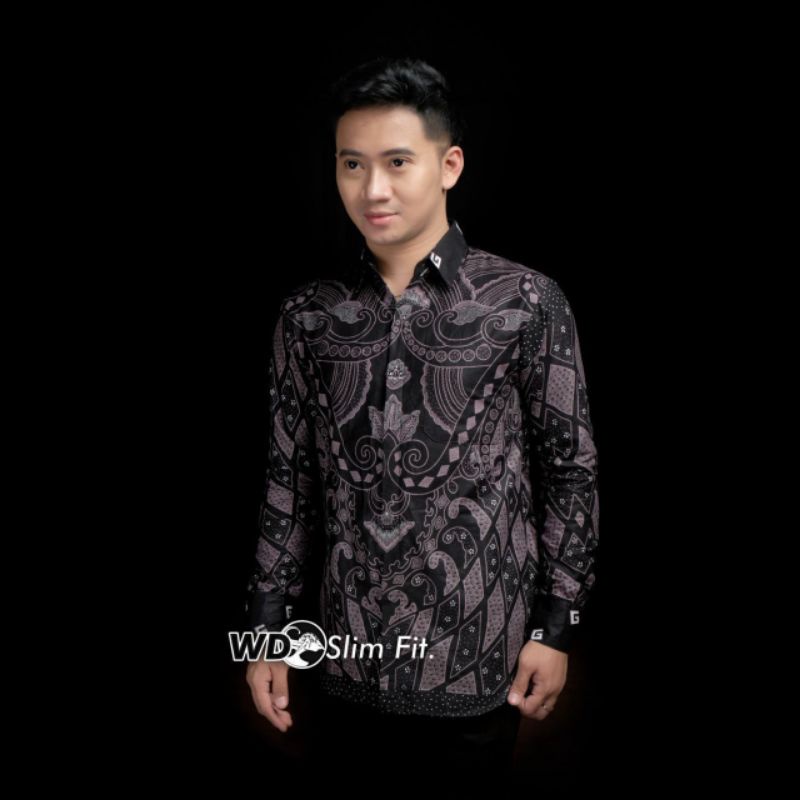 Batik Pria Lengan Panjang BATIK BERKAH HRB026 motif KERATONAN Kode 002 size M L XL XXL Reguler-G KECIL