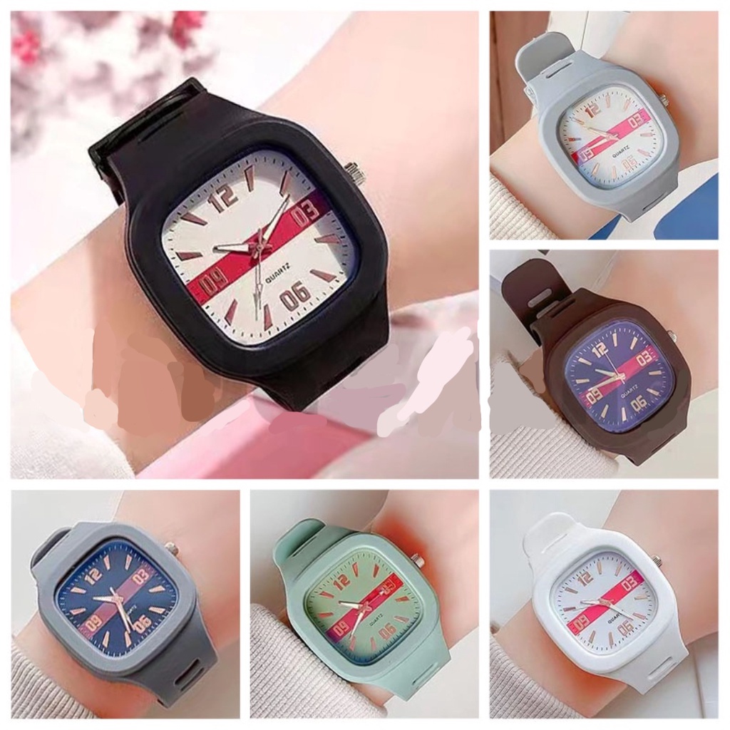 Jam Tangan Casual Analog Quartz Wanita Dan Pria Strap Rubber Korean Fashion Import