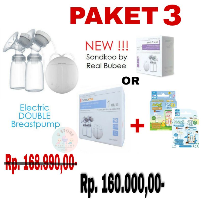 [PAKET HEMAT] Pompa Asi Electric RealBubee + Kantong Asi Kolibri 120ml