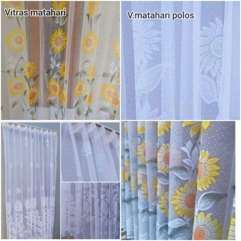 Vitrase Gorden Motif Bunga Matahari / Vitrase Gorden Jendela Pintu / Vitrase Putih