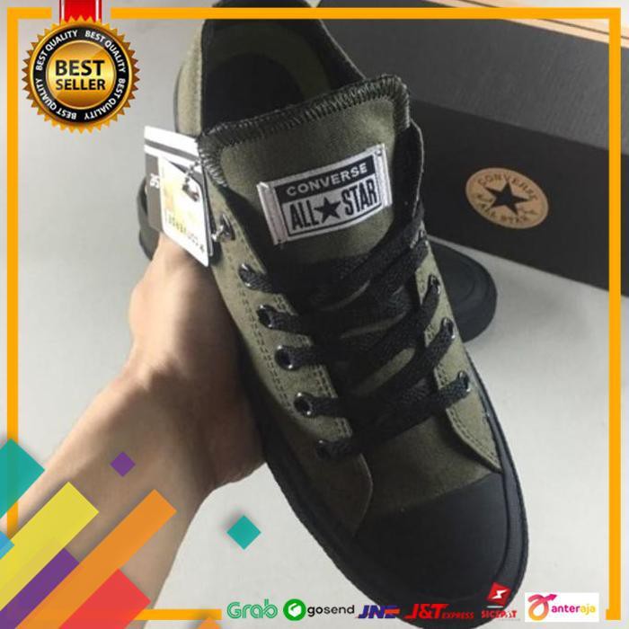 PROMO.. SEPATU CONVERSE ALLSTAR CHUCK TAYLOR OX ARMY BLACK GRADE ORIGINAL ..TERMURAH