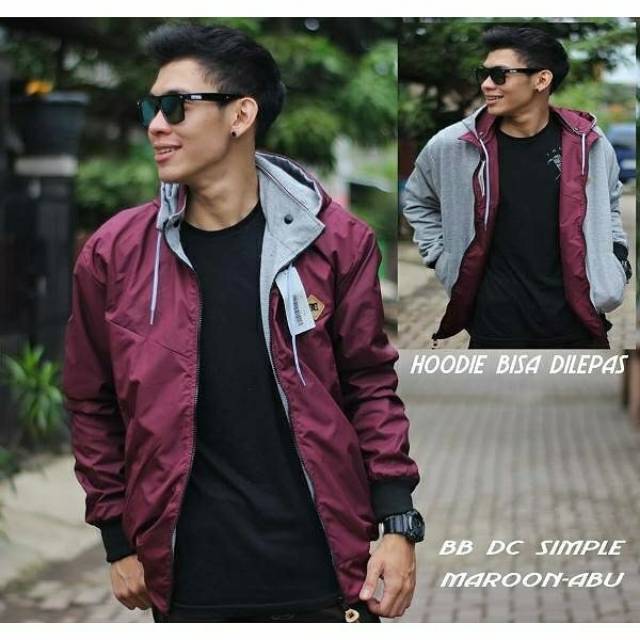 JAKET DC BB JUMBO XXL / MAROON ABU BOLAK BALIK PRIA WANITA