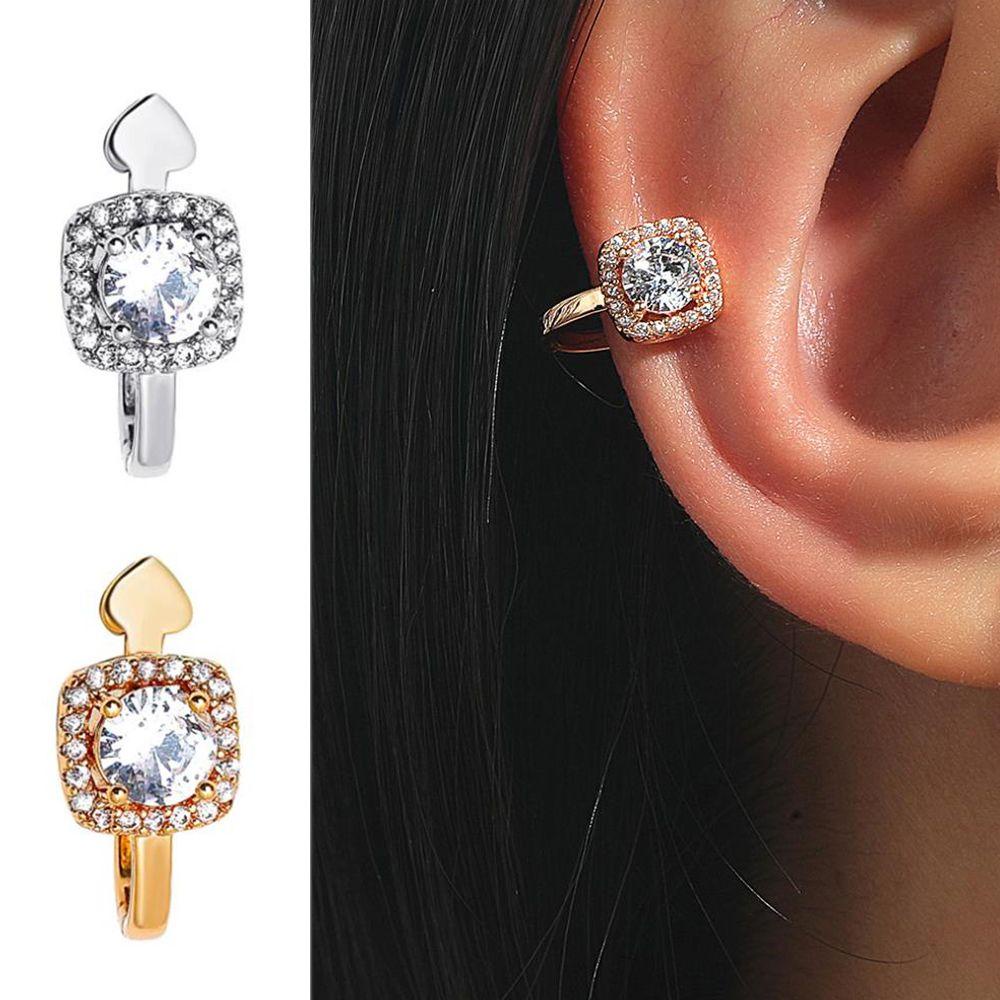 Lily CZ Cuff Earrings Fashion Hadiah Pesta Perhiasan Tanpa Tindik Anting