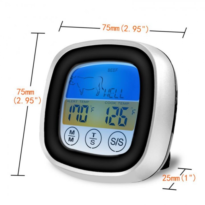 832 Thermometer Dapur Digital BBQ  Kitchen Grill Food Touch Screen
