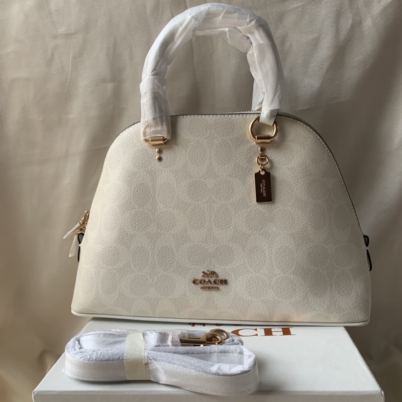 COACH KATY SATCHEL IN SIGNATURE CANVAS -White  (F2558)