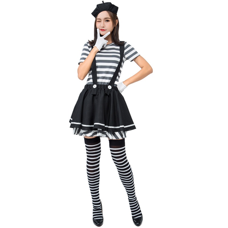PREORDER Gaun Mewah Seniman Pantim Wanita Dewasa Kostum Sirkus Prancis Pakaian Jalanan Cosplay Perma