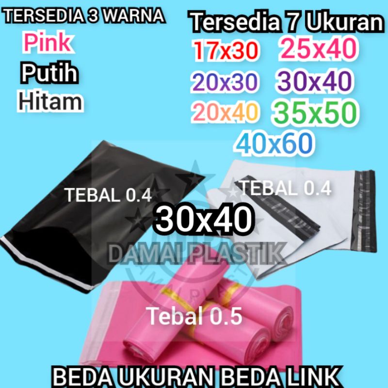 Kantong Plastik Packing PE 30x40CM Olshop Polymailer Hitam Putih Pink 30x40 Amplop ungu 32x45