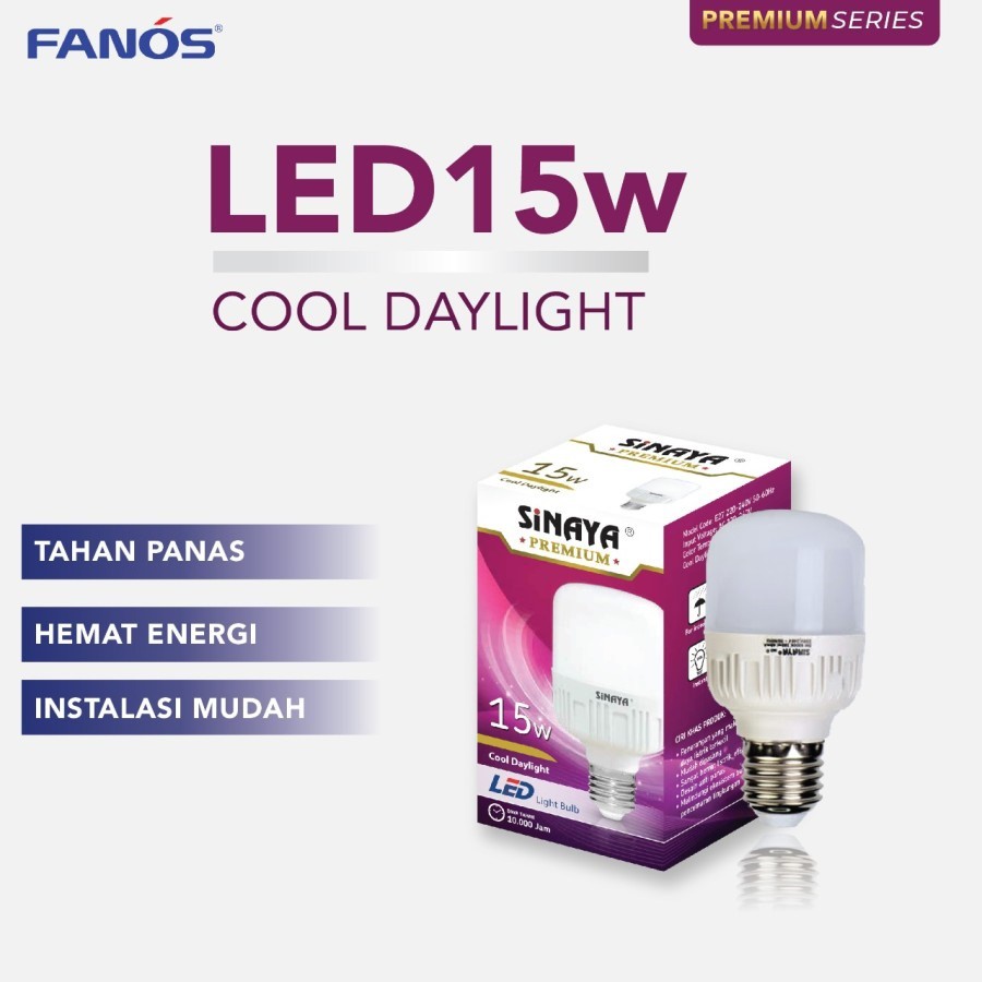 Sinaya Premium Lampu Led 15 Watt Paket 5 Pcs - Bohlam Kapsul 15 W 15W