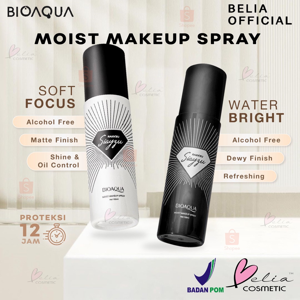 ❤ BELIA ❤ BIOAQUA Makeup Setting Spray Soft Focus Matte | Water bright face mist 100ml | BPOM