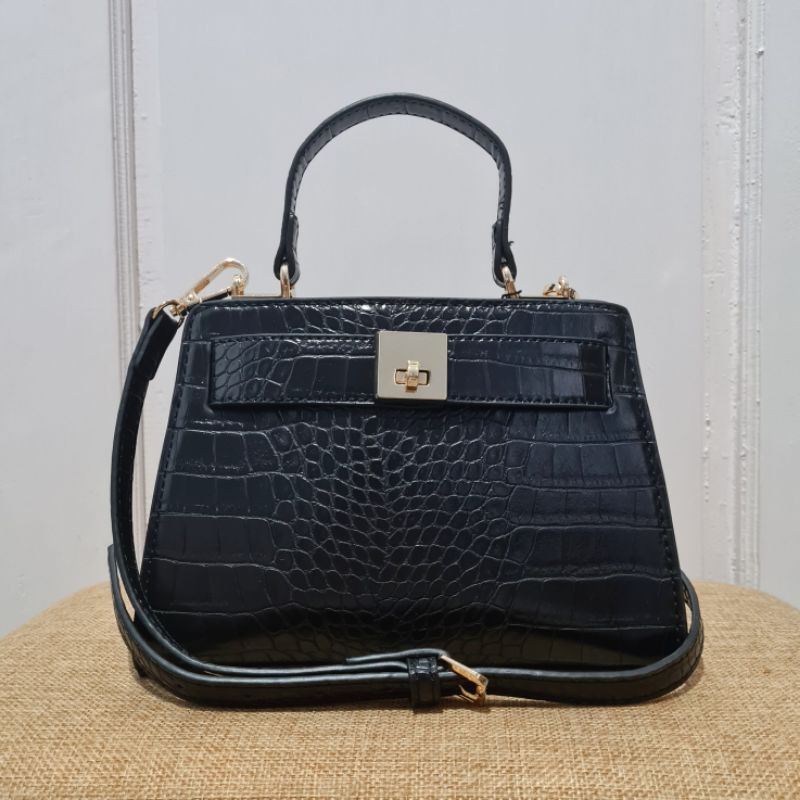 tas croco and brown bag tas jinjing MNG top handle crossbody