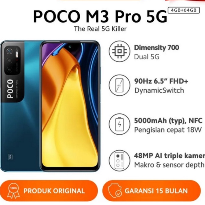 Xiaomi Poco M3 Pro 5G Smartphone [4GB/64GB/ Garansi Resmi]
