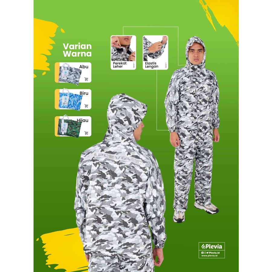 Jas Hujan Jaket Celana ARMY - Raincoat Mantel Hujan ARMY ARMI Doreng Loreng Tentara Plevia 813