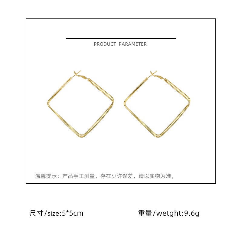 Sterling silver jarum desain Korea geometris persegi murah hati dan dipersonalisasi Baru anting-anti