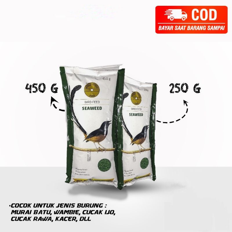 Gold Coin Hijau Seaweed 250gr & 450gr - Pakan Burung