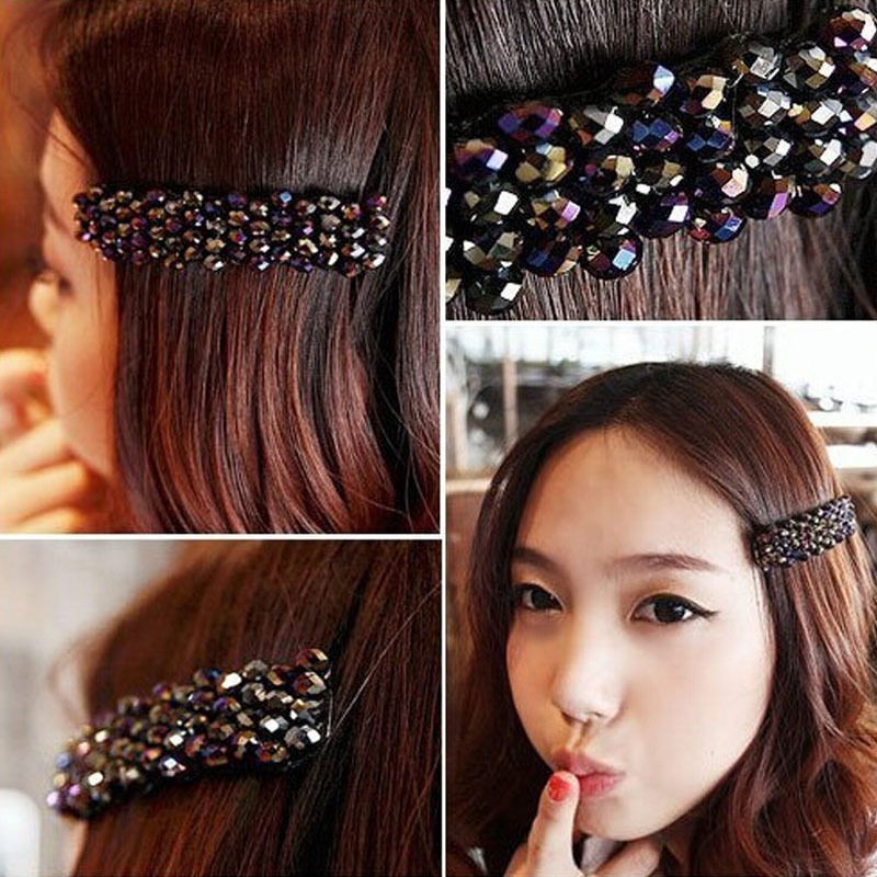 [HOT DEALS] Premium Jepit Rambut Model Barrette Hias Kristal Berlian Imitasi Berkilau untuk Wanita