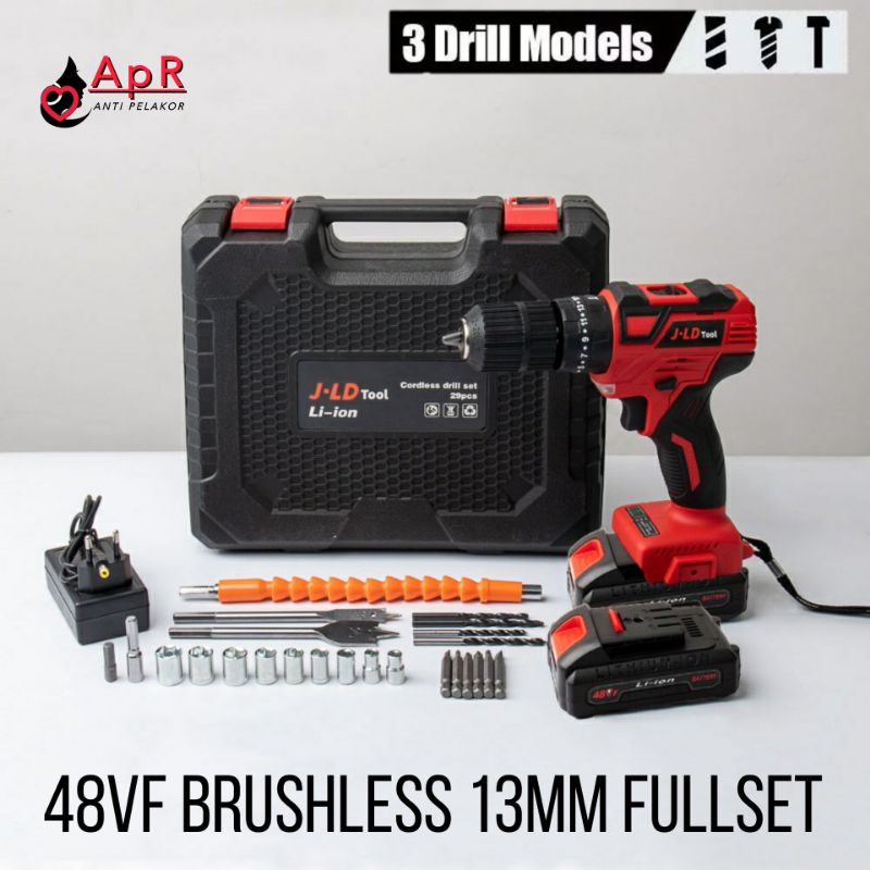 Jual Promo Bor Baterai Cordless Drill Brushless Mm Impact Drill Jld V V V Mm V