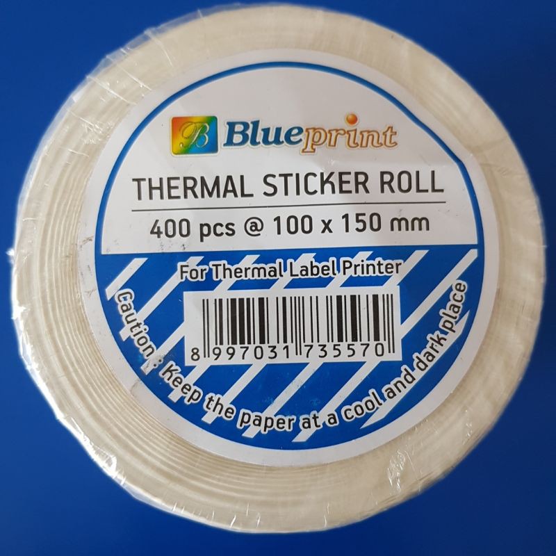 BLUEPRINT THERMAL STICKER ROLL 100X150 MM LABEL RESI STIKER A6 400PCS