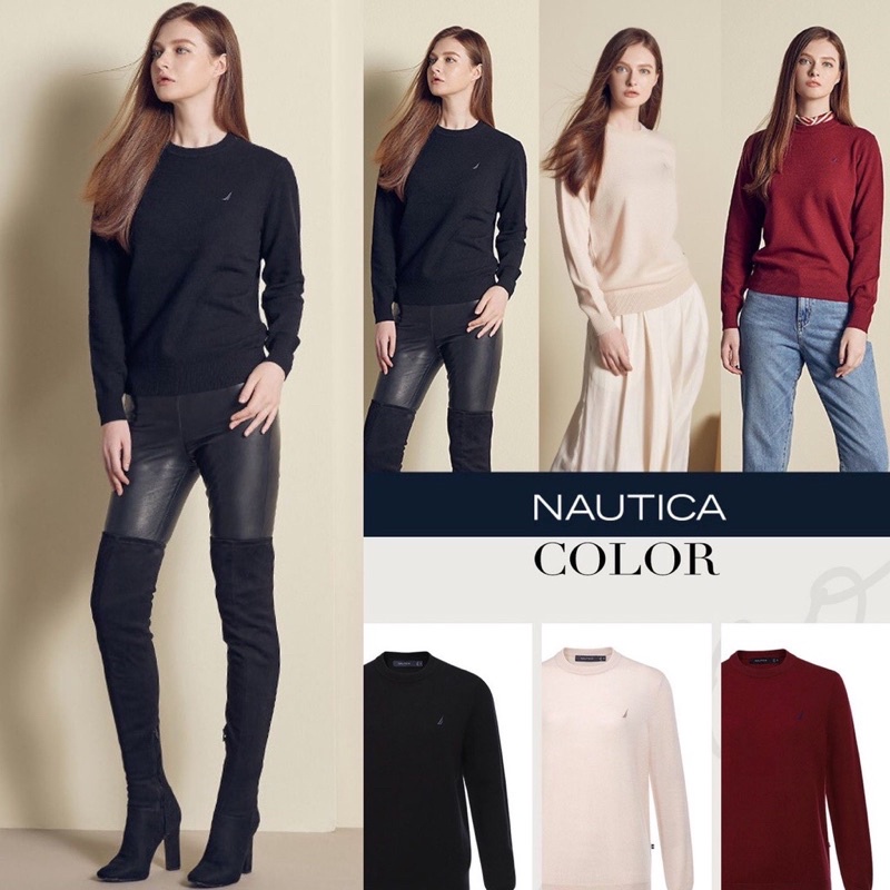 Nautica Unisex Merinos Wool Logo Sweater