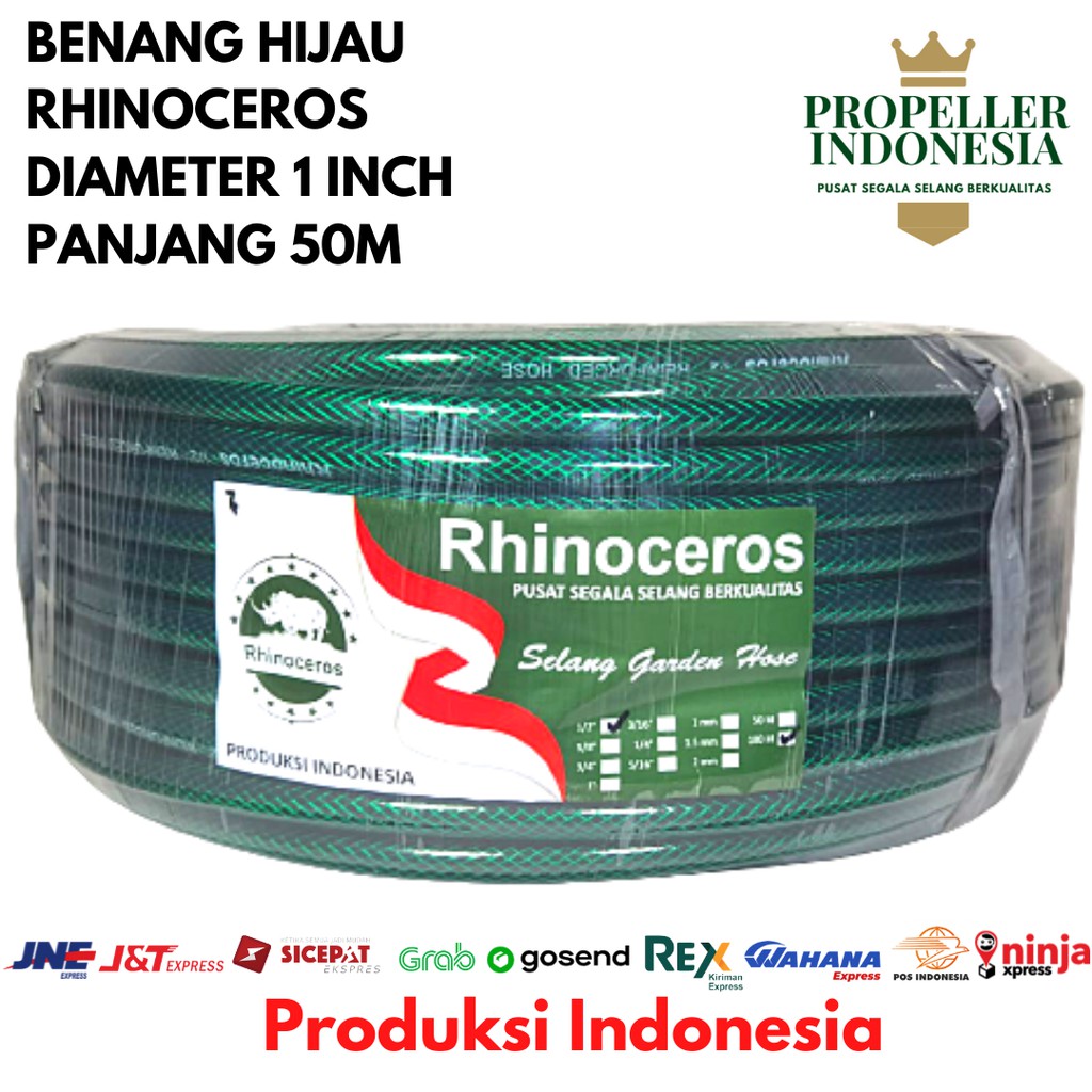 Selang Air Benang Hijau RHINOCEROS 1inch 50M Selang Air Anti Lumut Selang Air Taman