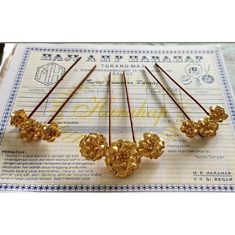 Tusuk Konde Bunga Mawar Emas LM/London 24K kadar 99,99%