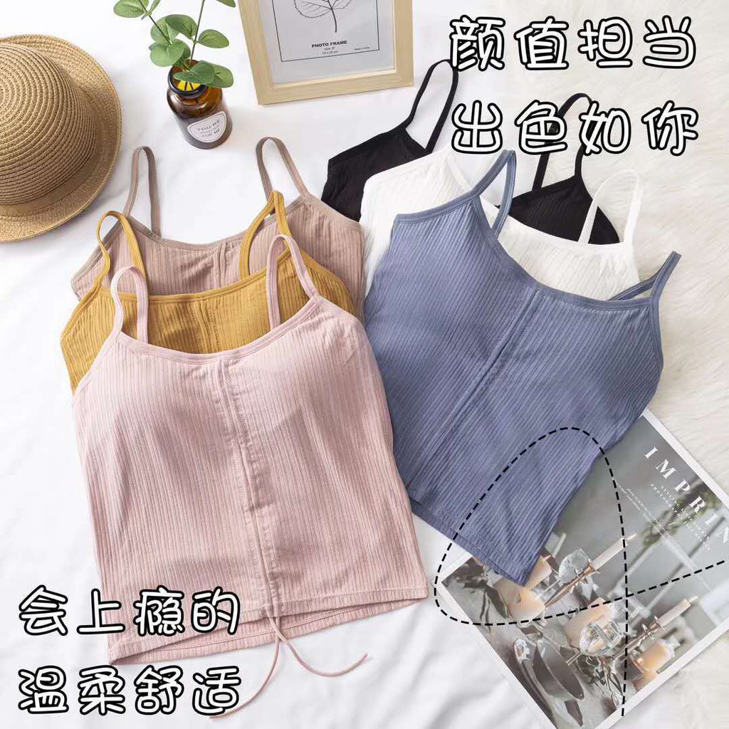 【 Bra Mall 】BM-185 Tank Top Bra Spaghetti Pakaian Dalam Wanita Sexy Tali Sling Tanktop korea import