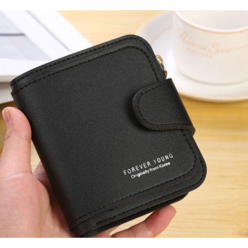 (IMPOR) DOMPET WANITA, DOMPET FOREVER YOUNG - dompet lipat mini wanita-dompet polos - Kode D09-Hitam