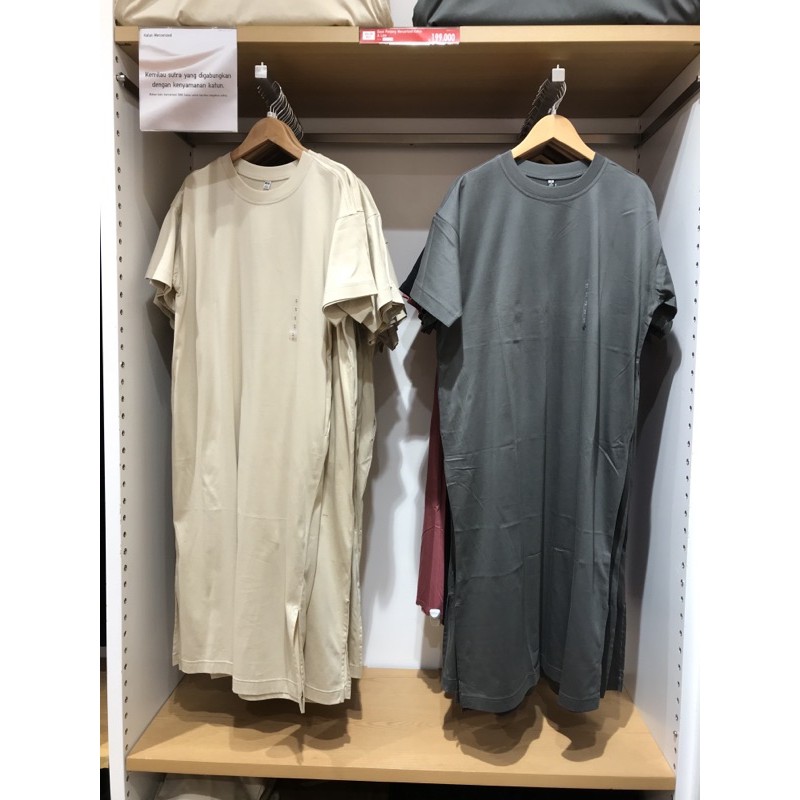 Uniqlo women’s - Dress Panjang Mercerized katun lengan pendek