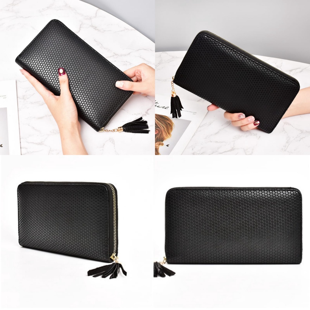 DOMPET PANJANG WANITA PREMIUM CEWEK KULIT HITAM VANDA WA456B5 MUAT HP IMPORT RESLETING UANG SLOT KARTU MURAH BRANDED REMAJA KEKINIAN KOREA SIMPLE LUCU