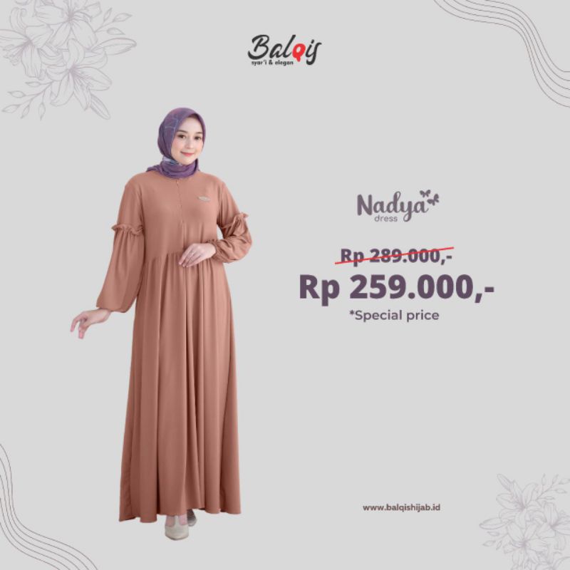 Nadya dress ORI Balqis bahan Jersey Stella Premium gamis murah