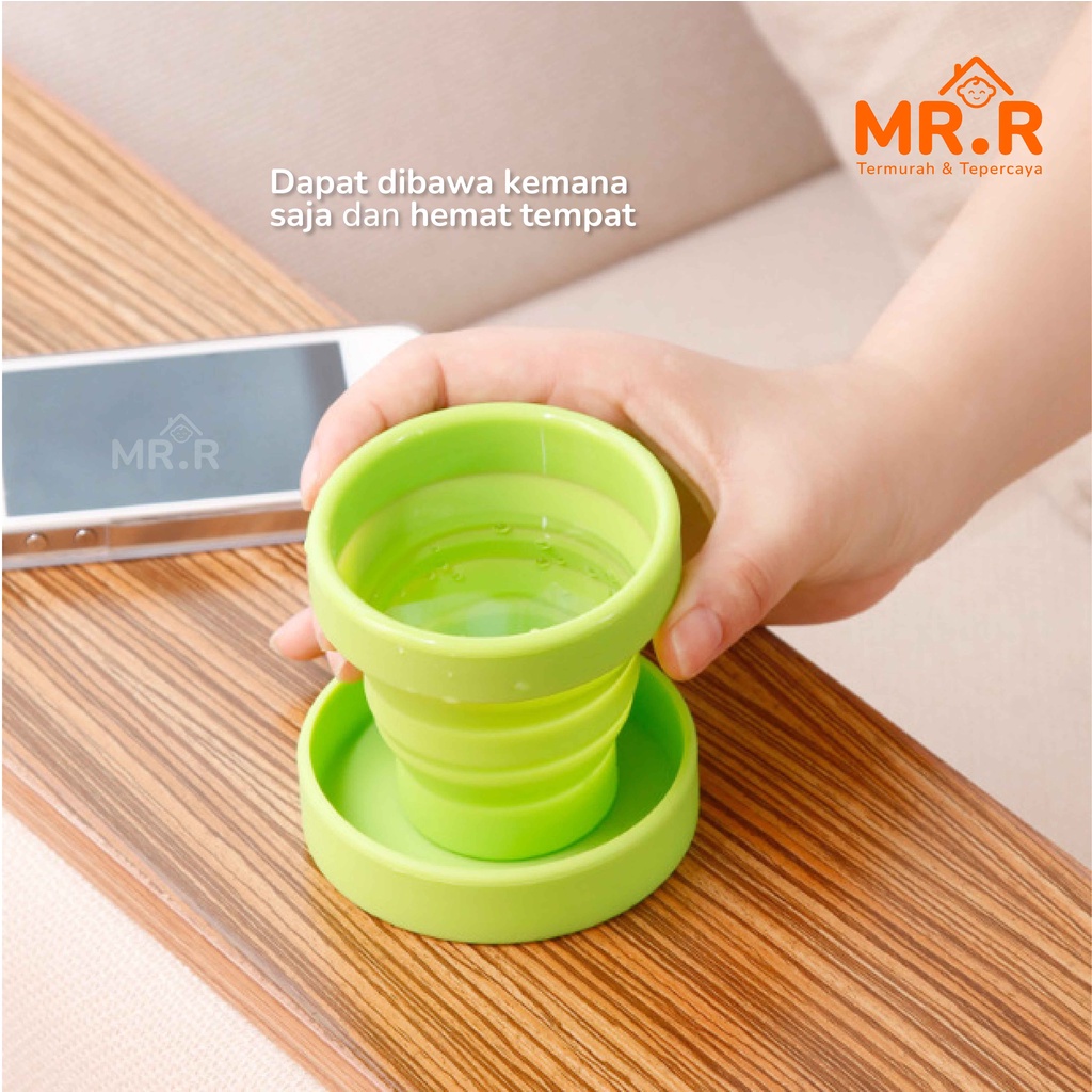 Cangkir Gelas Lipat Tarik Wadah Tempat Minum Silikon Anti Pecah Portable Travel Silicone Folding Cup