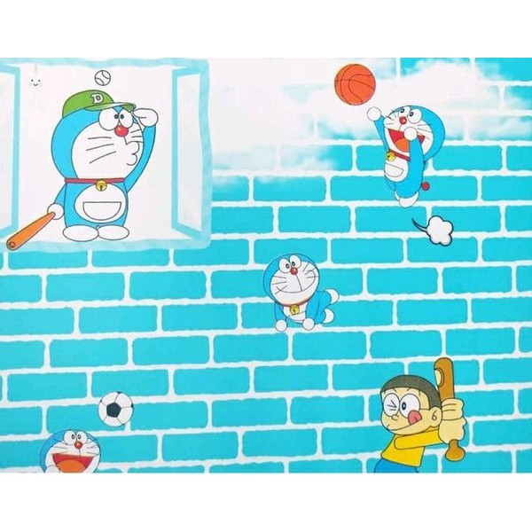 Wallpaper Dinding / Wallpaper Sticker Doraemon Bata Biru