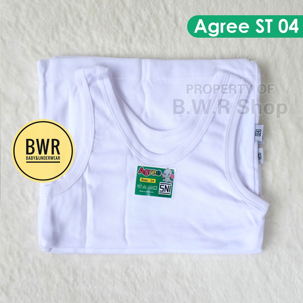 [ 6pc ] SINGLET AGREE ST 04 | Singlet Anak Putih [ II B4 - H4 ] Kaos Dalam Anak Agree - Bwr