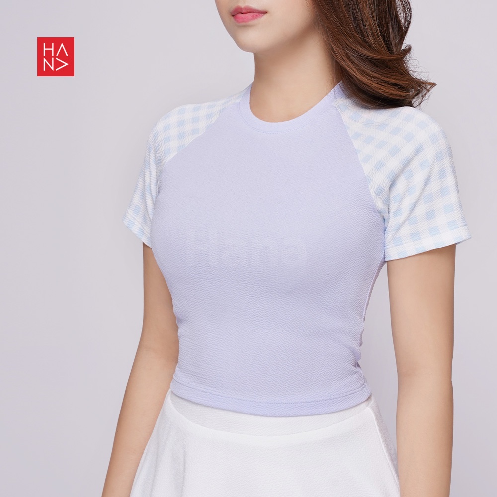 HanaFashion JKT - Bomi Raglan Chekered Blouse Crop Top Atasan Wanita - CT279