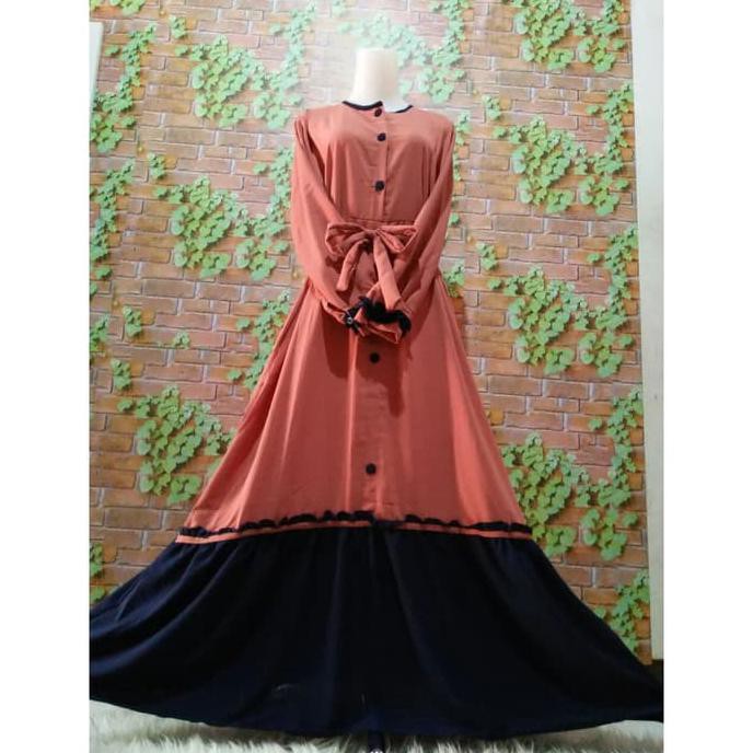 HARGA PROMO TERMURAH GAMIS WOLFIS TOYOBO RUFFLE REMPEL 2 WARNA MAROON DUSTY PINK BARANG BAGUS