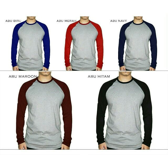 Fashion Mode - Kaos Raglan Pria/ Kaos Pria Lengan Panjang/ Kaos Jumbo
