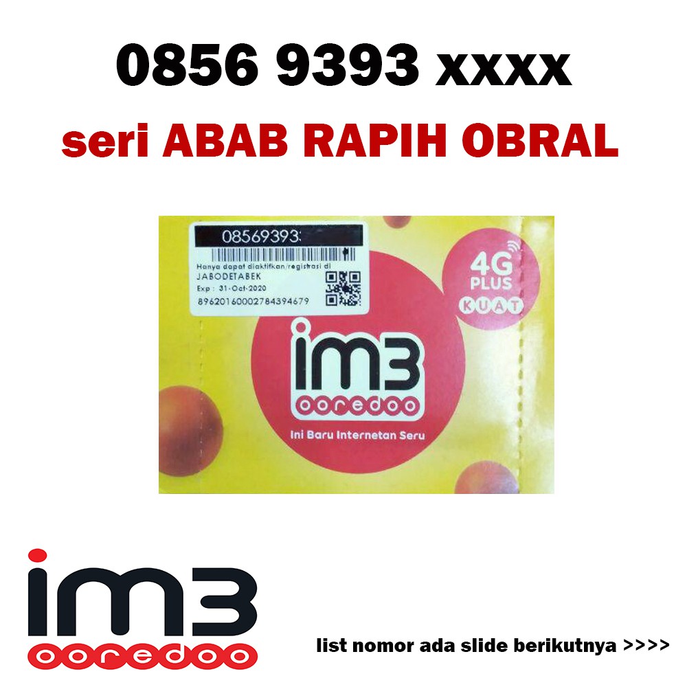 perdana im3 ooredoo 4G nomor cantik seri ABAB rapih obral harga promo