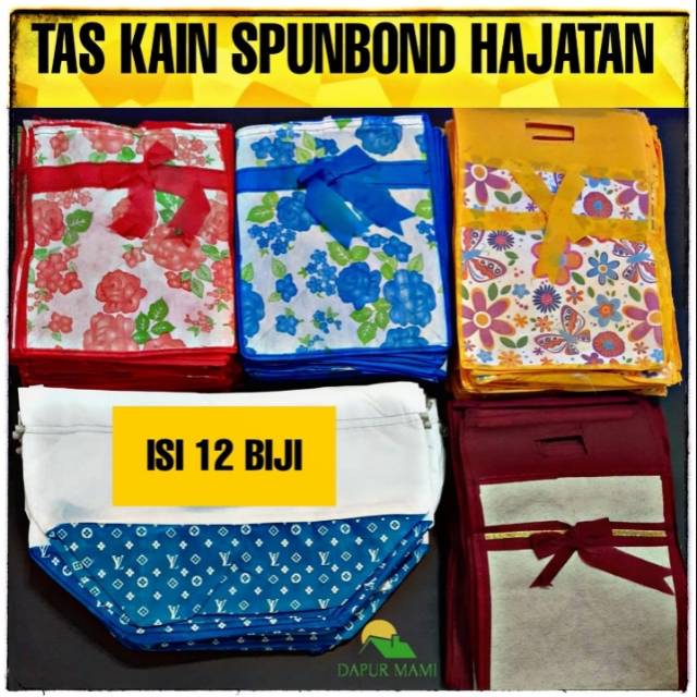 DAPURMAMI 12 BIJI Tas Kain SpunBond Hajatan Syukuran Goodie Bag