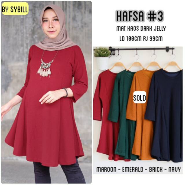 Hafsa #3 tunik bahan kaos dark jelly