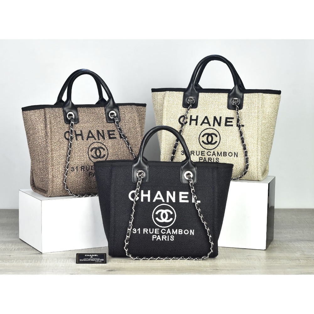 Tas Chanel Deauville Tote Canvas Small AP62178