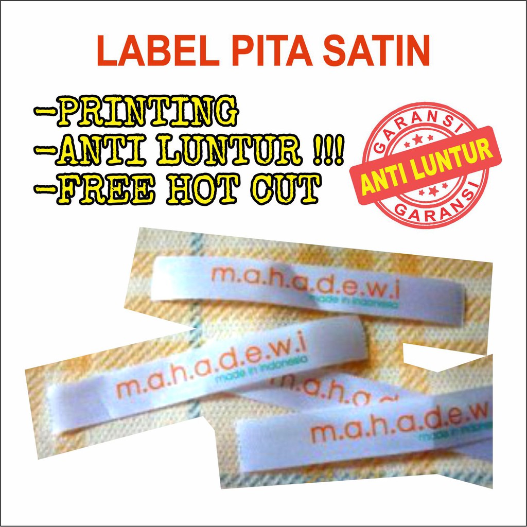 

[Min 50] Pita Label Hijab Satin ANTI LUNTUR | Label Pengganti Woven Damask Subtitute