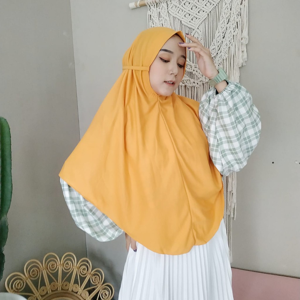 Hijab Instan Bergo Emilia XL Tali instan kaos Bergo-EMILIA KUNYIT