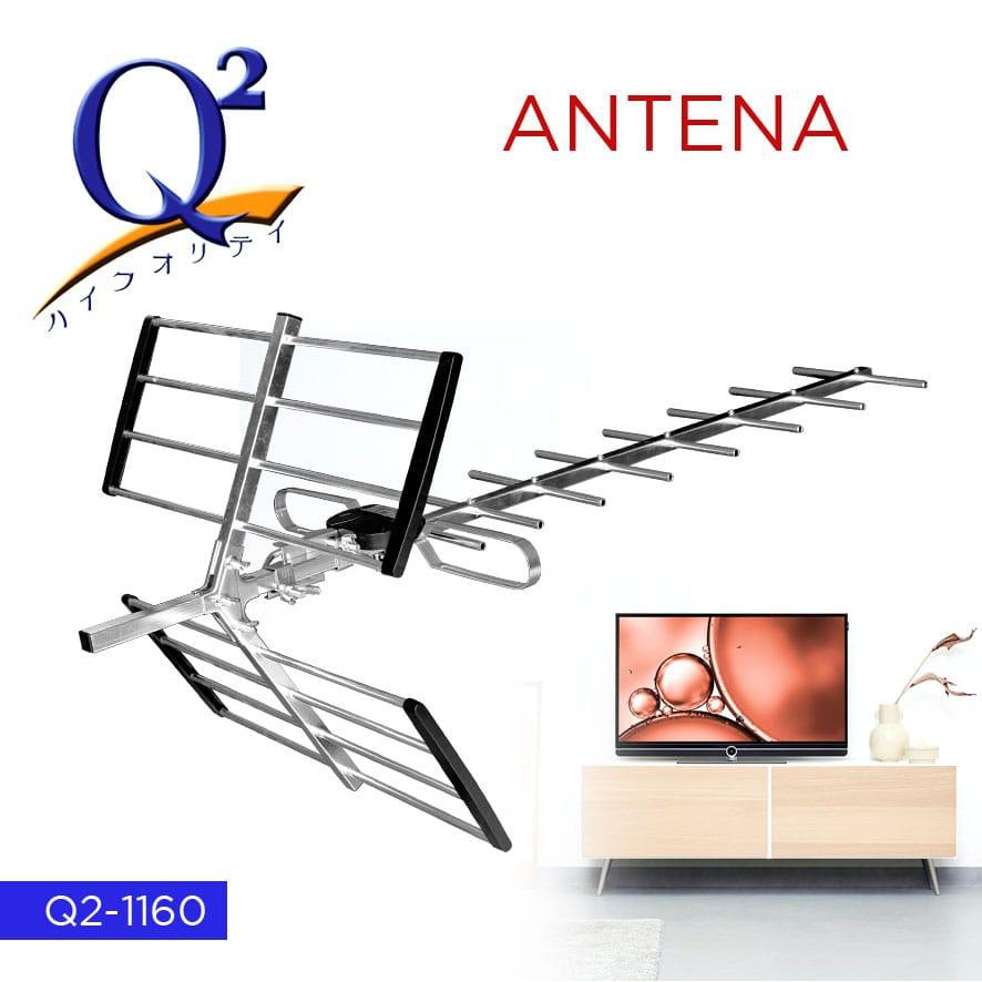 Antena Tv Digital Outdoor / Antena Tv Luar Parabola mini ORIGINAL merk Q2 type 1160/1070 With Kabel 10m