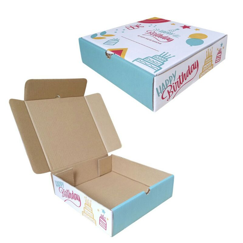 

box hampers / kardus " happy birthday " ukuran 24x24x7