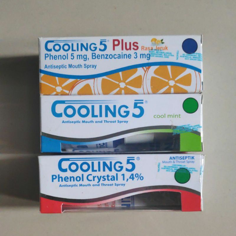 Cooling 5 Spray 15ml Obat mulut Antiseptik Sakit Gigi Sariawan Radang Gusi Tenggorokan Cool Mint Cherry Jeruk Antiseptic Mouth &amp; Throat