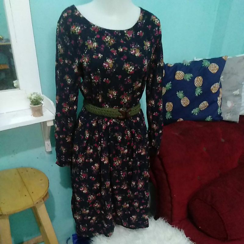 tunik lengan panjang motif bunga bunga